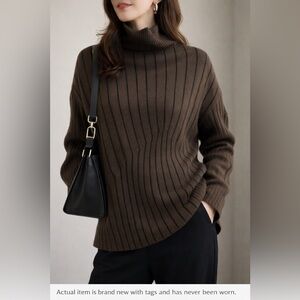 Ribbed Wool Blend Turtleneck Sweater | NWT